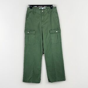 Utility Grunge CELEBRITY PINK WOMEN'S OLIVE GREEN WIDE LEG CARGO PANTS 11/30